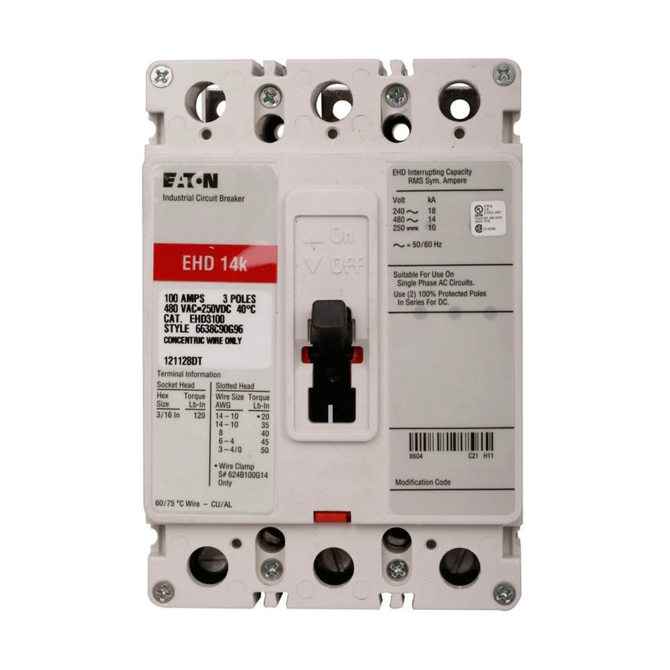 EATON 3-POLE 60A 480V MCCB 14KAIC