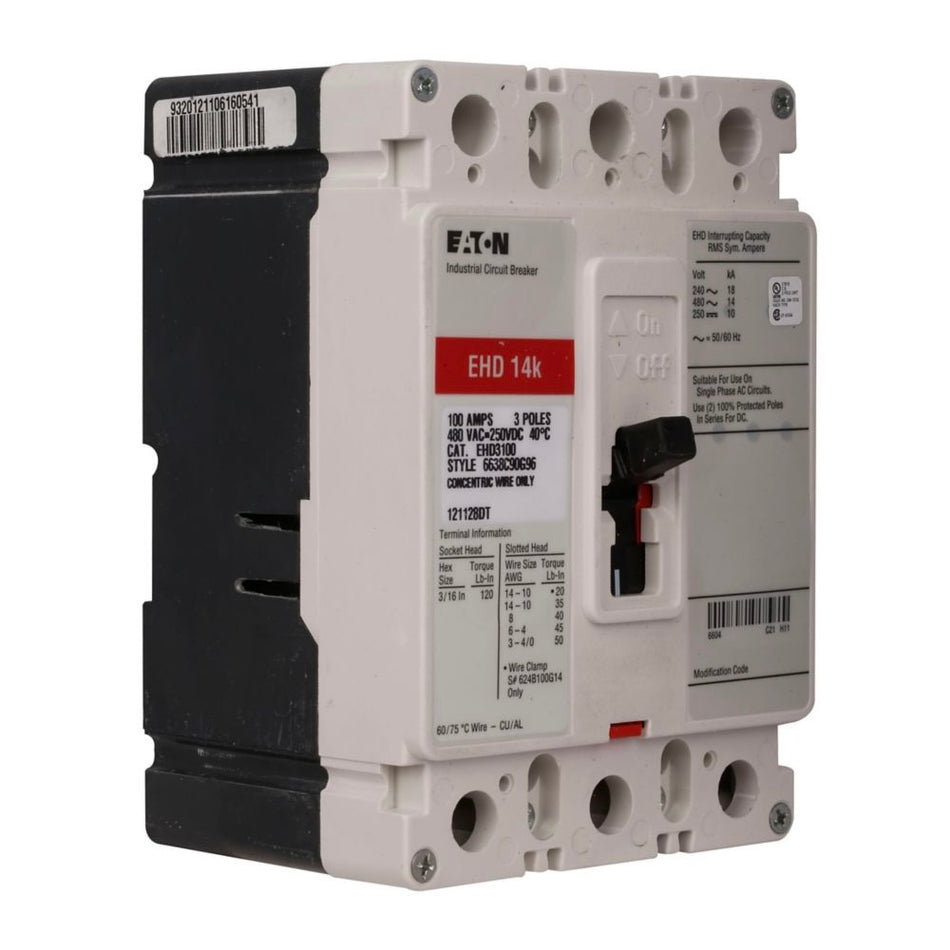 EATON 3-POLE 60A 480V MCCB 14KAIC